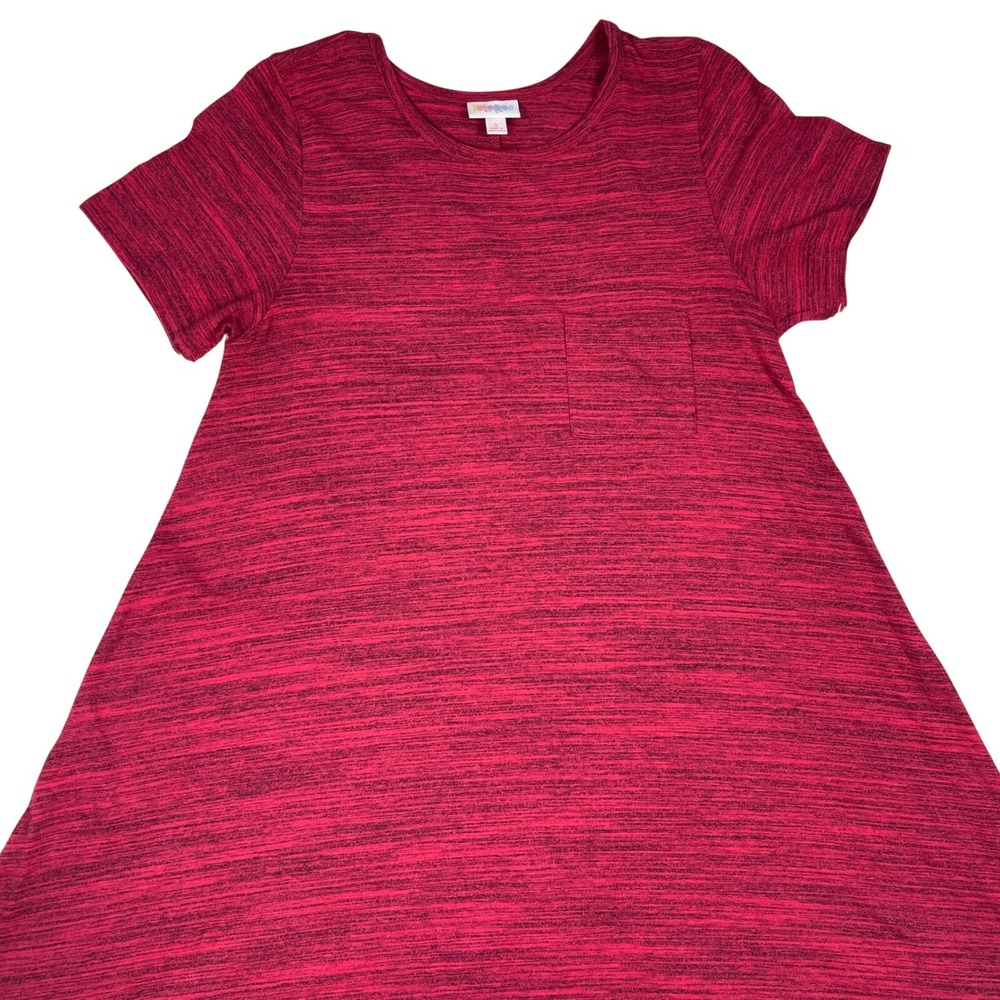 LuLaRoe Carly T-Shirt Dress S Heathered Pocket Short Sleeve A-Line - Picture 2 of 6